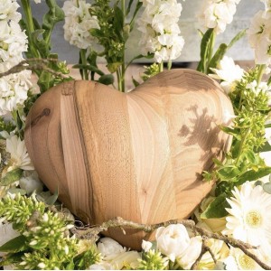 Heart Shape (Natural Walnut Wood) Wooden Cremation Ashes Urn 